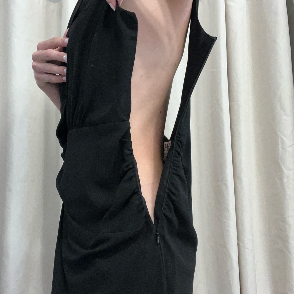 Haute Hippie Black Sheath Mock Neck Backless Mini Cocktail Dress Size L - Picture 5 of 12